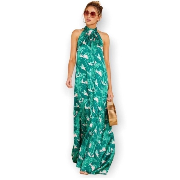 Judith Match Lady of Summer Palm Print Maxi Dress Size Small - Picture 1 of 7